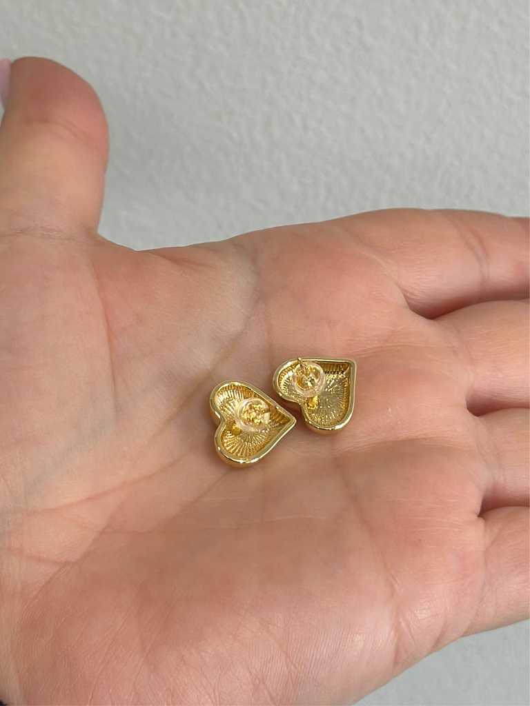 Gold Heart Shape Stud Earrings