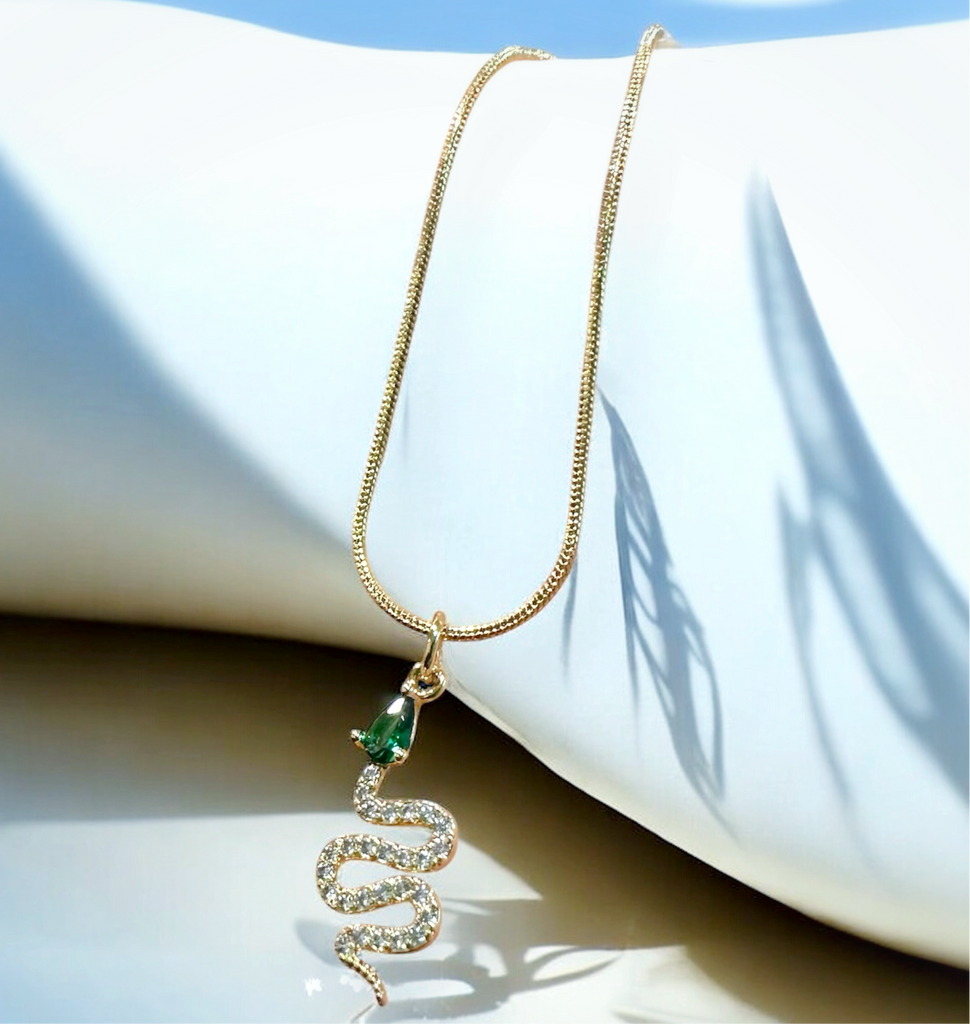 Emerald Green Snake Chain Necklace