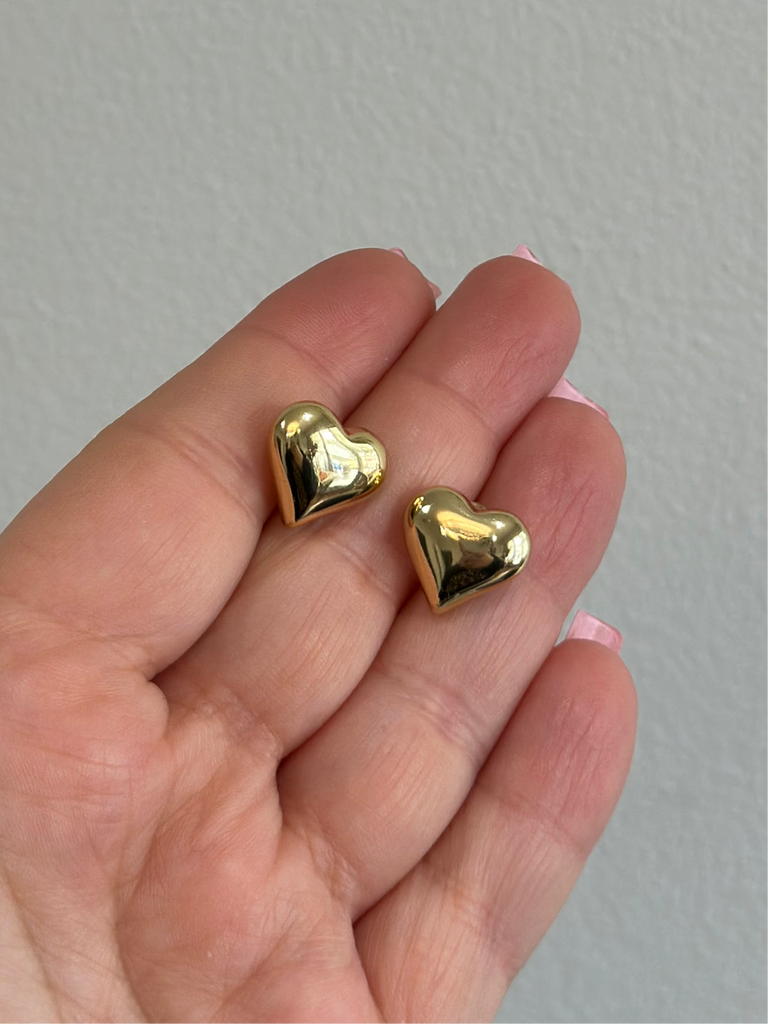 Gold Heart Shape Stud Earrings