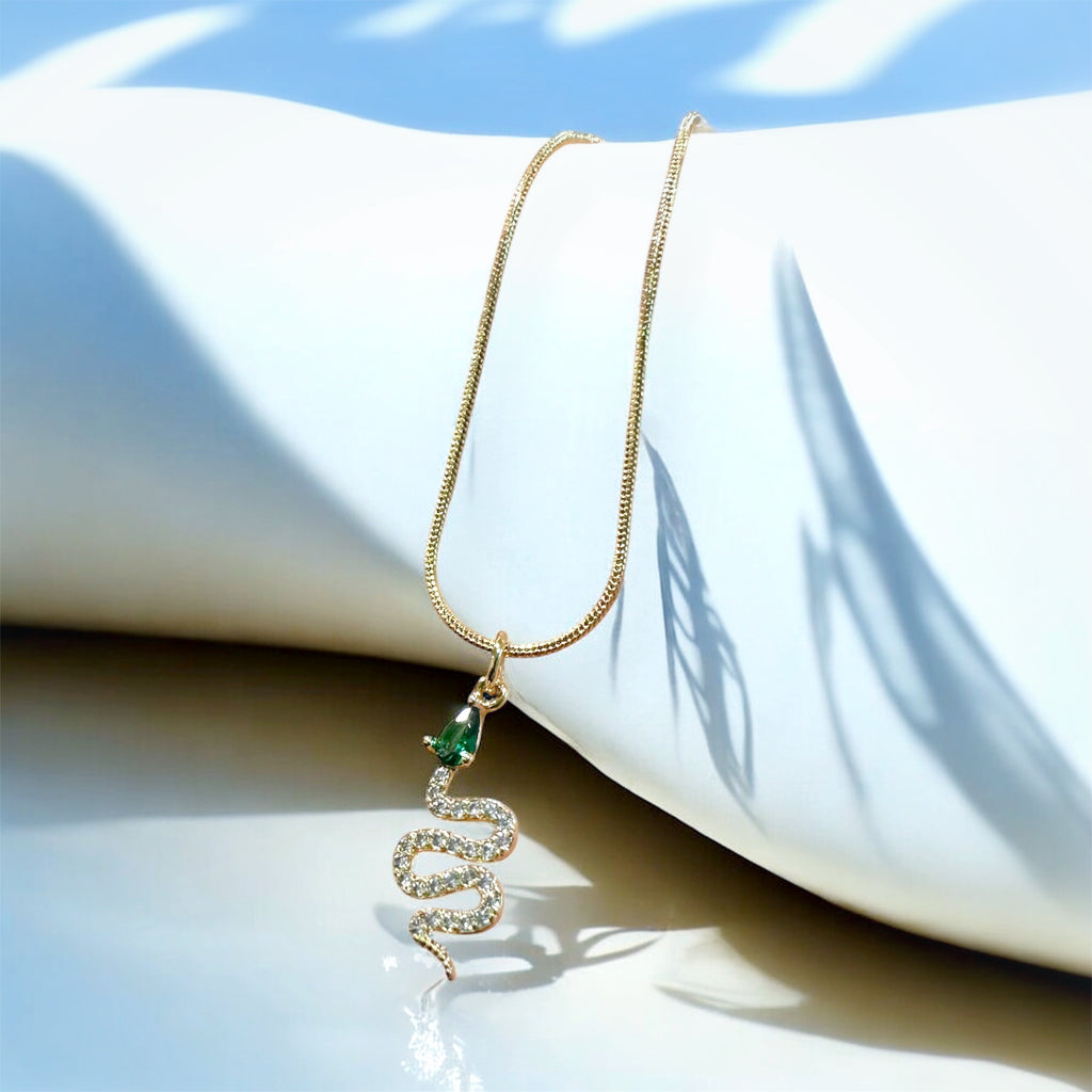 Emerald Green Snake Chain Necklace