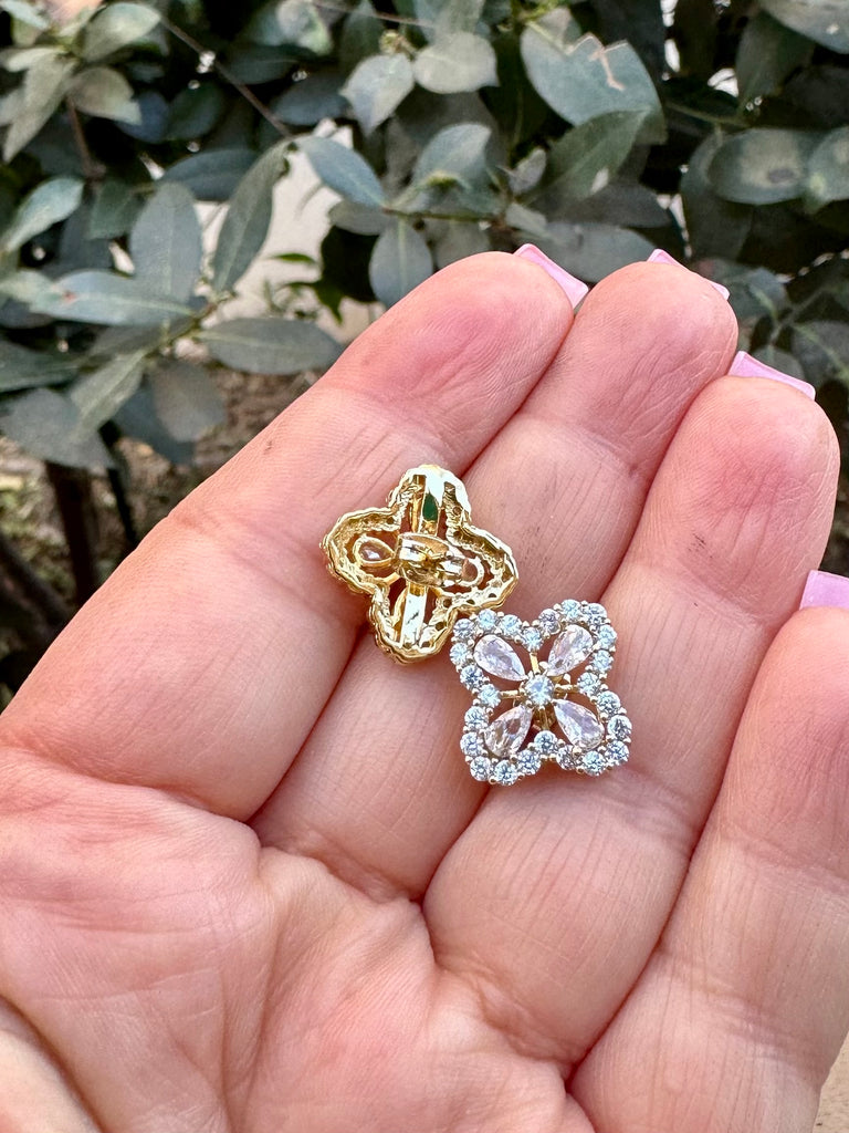 CZ Clover Stud Earrings