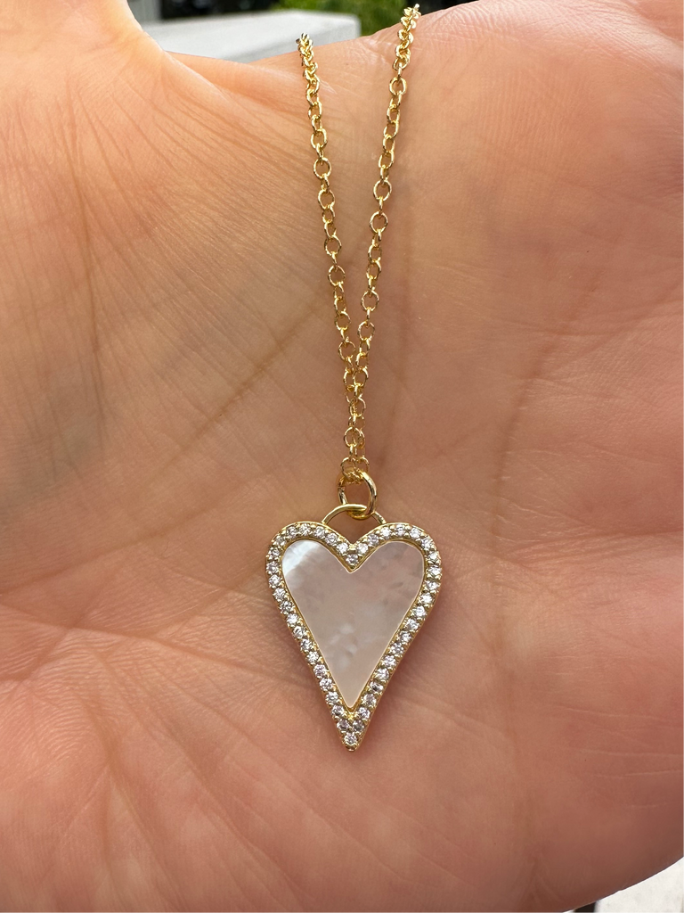 The Amara white heart Necklace