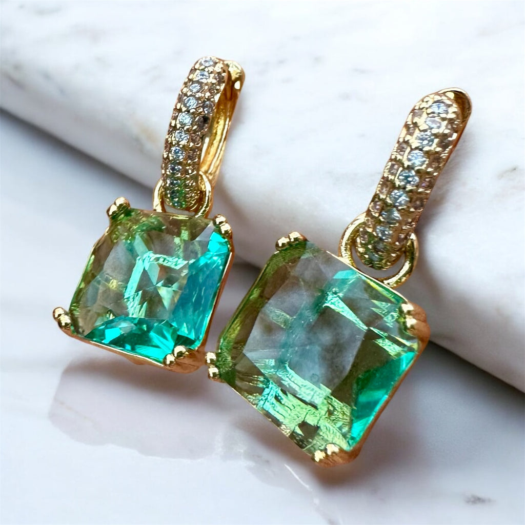 Aqua Green CZ Earrings