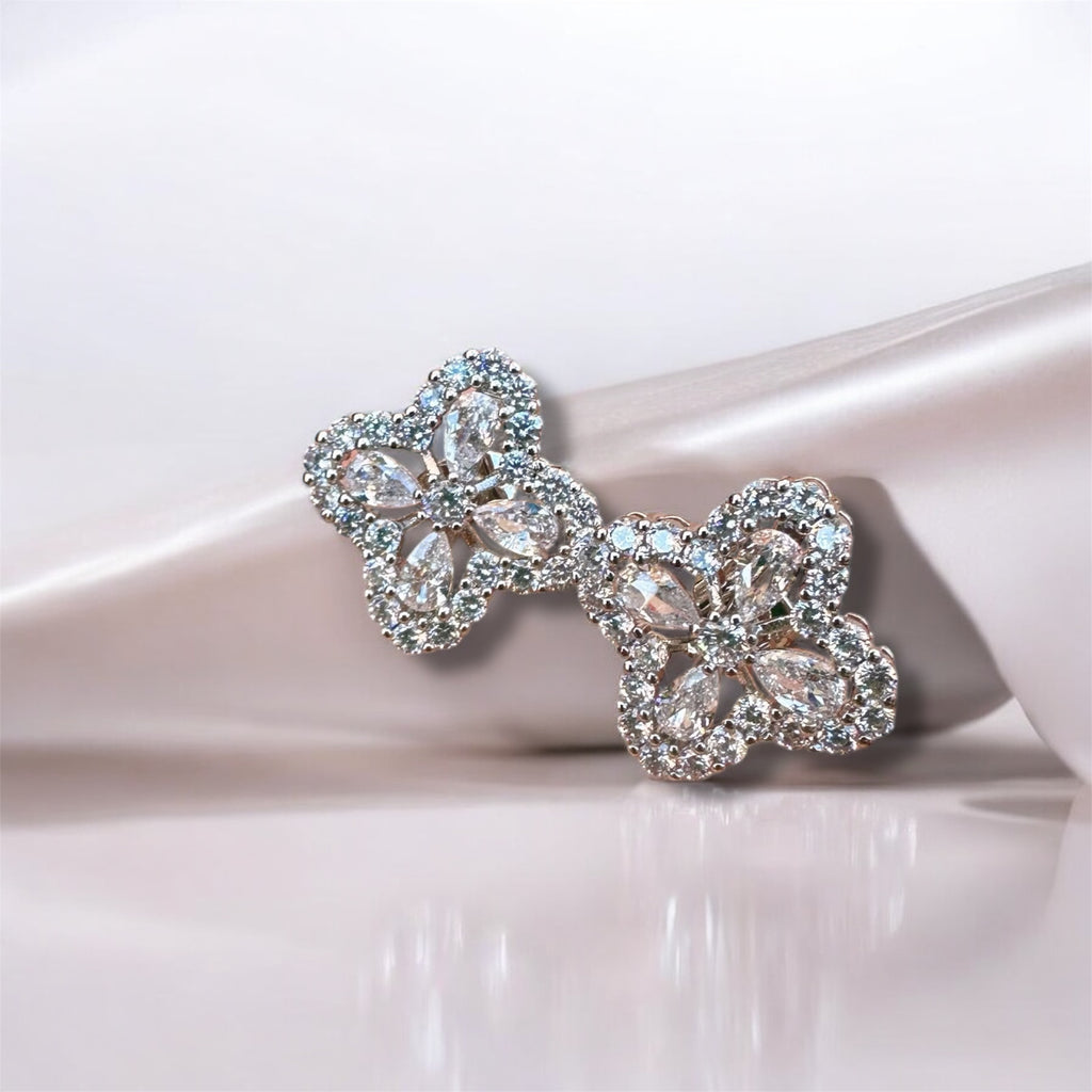 CZ Clover Stud Earrings