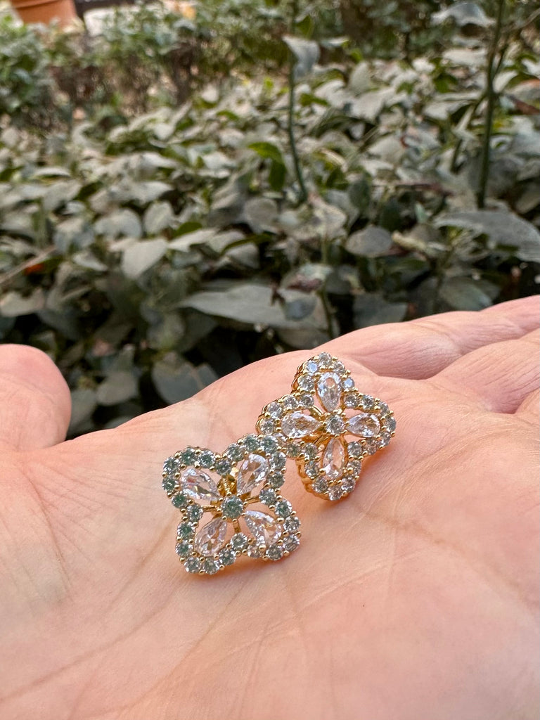 CZ Clover Stud Earrings