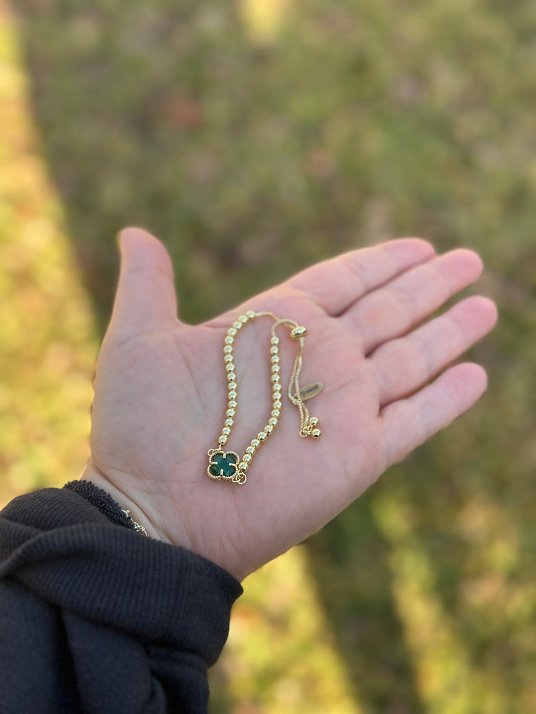 24k Gold plated Clover flower Ball bead Friendship bracelets