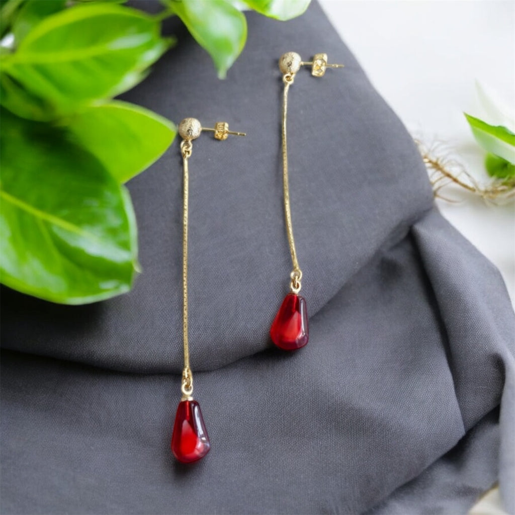 POM Noor Gold Plated Dangle Drop Earrings