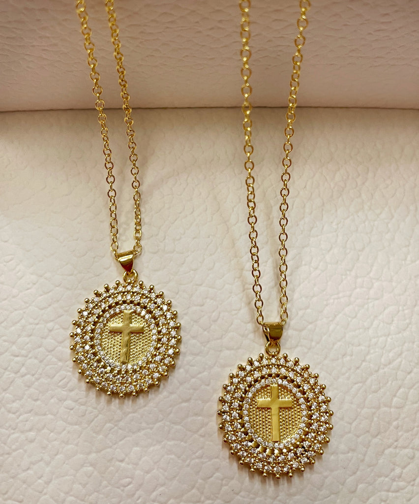 Beaming Cross Micro Pave CZ Necklace