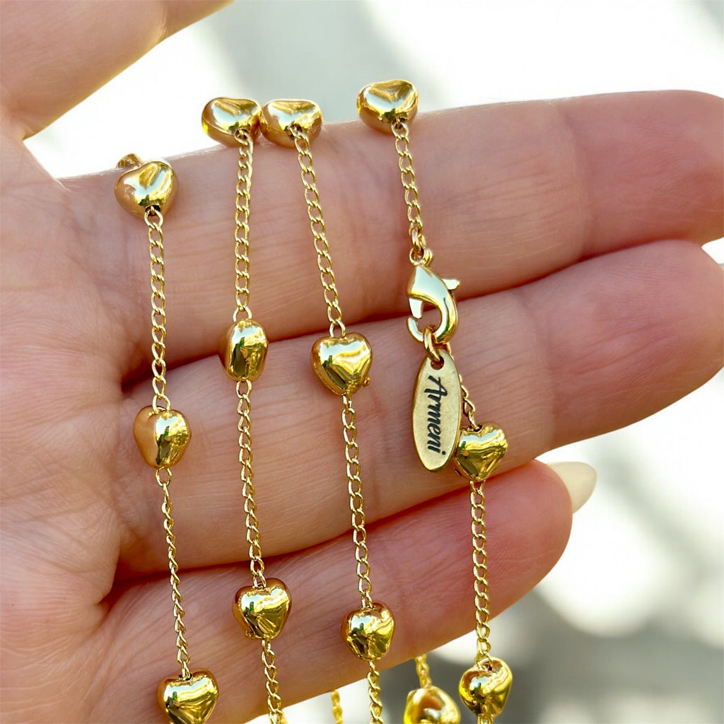 7 Hearts gold chain bracelet