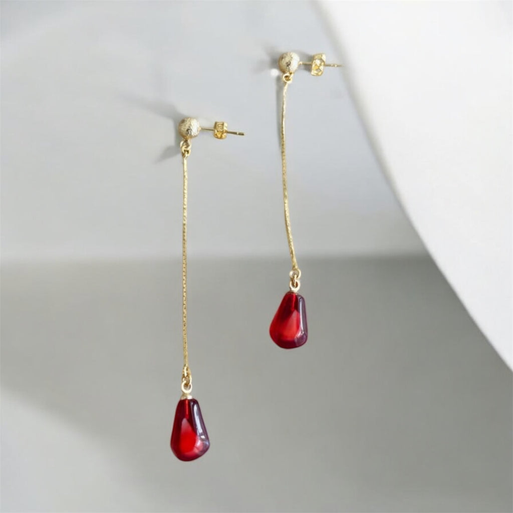 POM Noor Gold Plated Dangle Drop Earrings