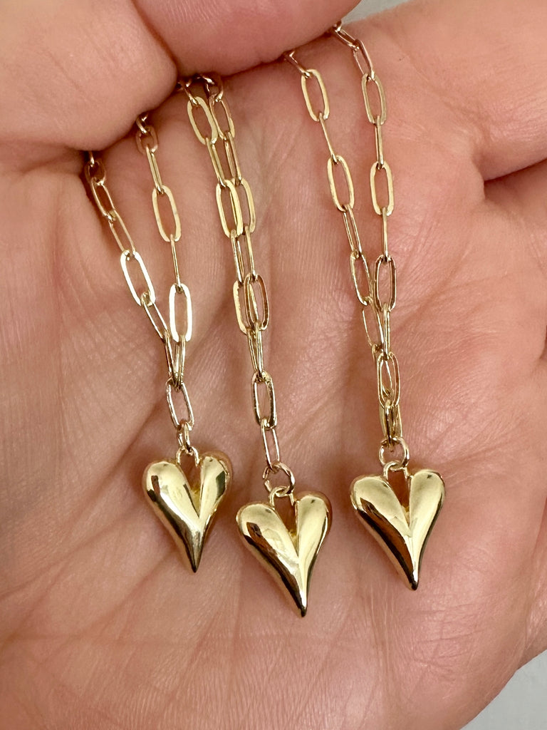 Puff Heart Gold Necklace