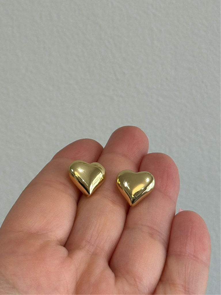 Gold Heart Shape Stud Earrings