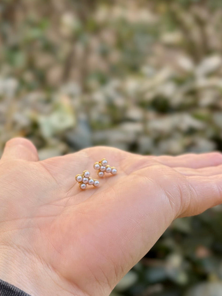 Pearl Cross Stud Earrings