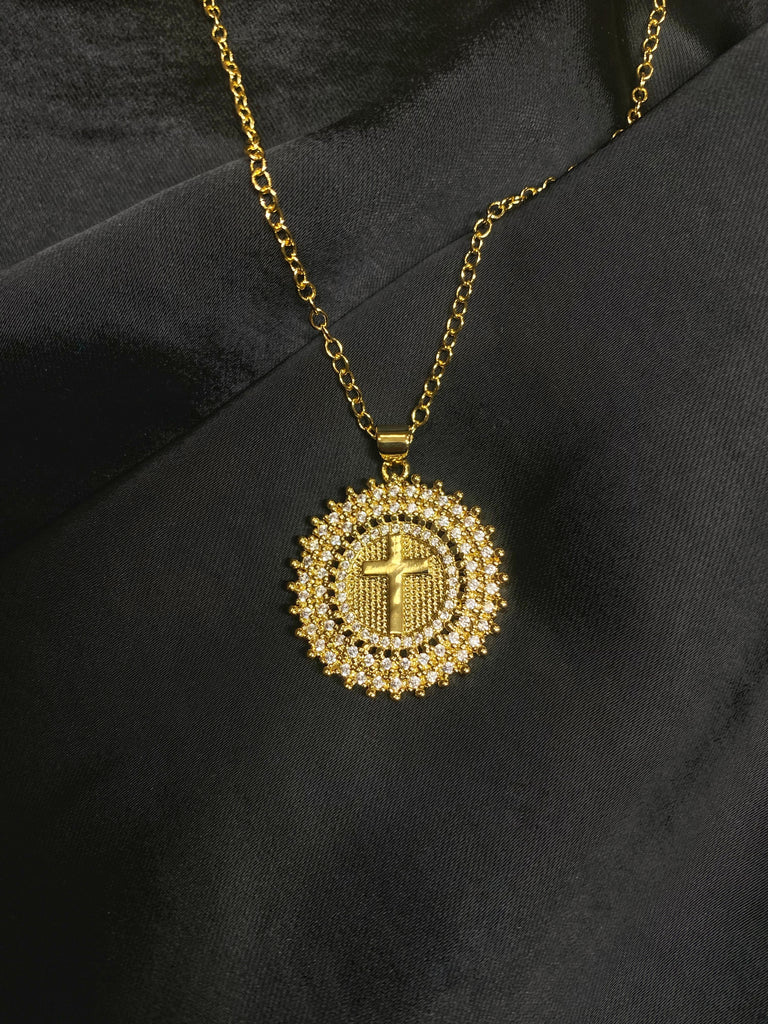 Beaming Cross Micro Pave CZ Necklace