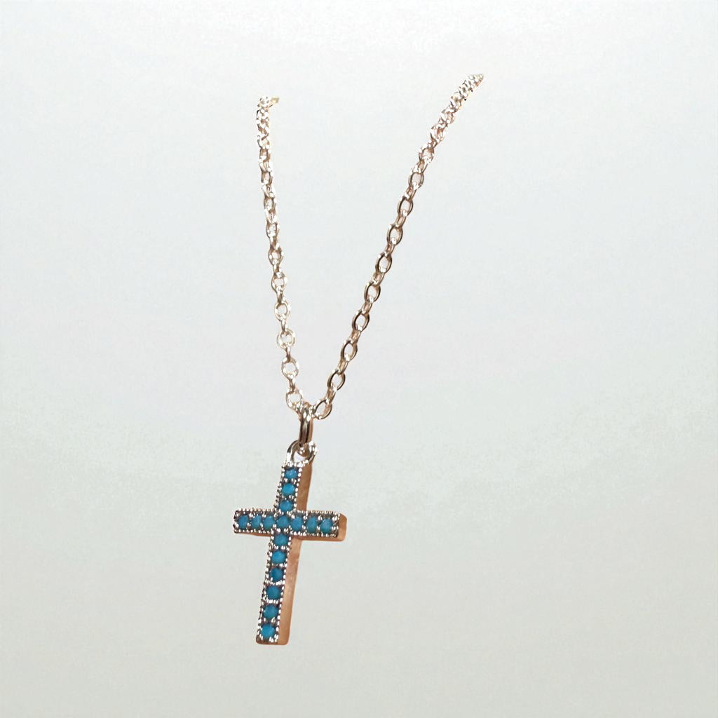 Turquoise Stone Cross Necklace