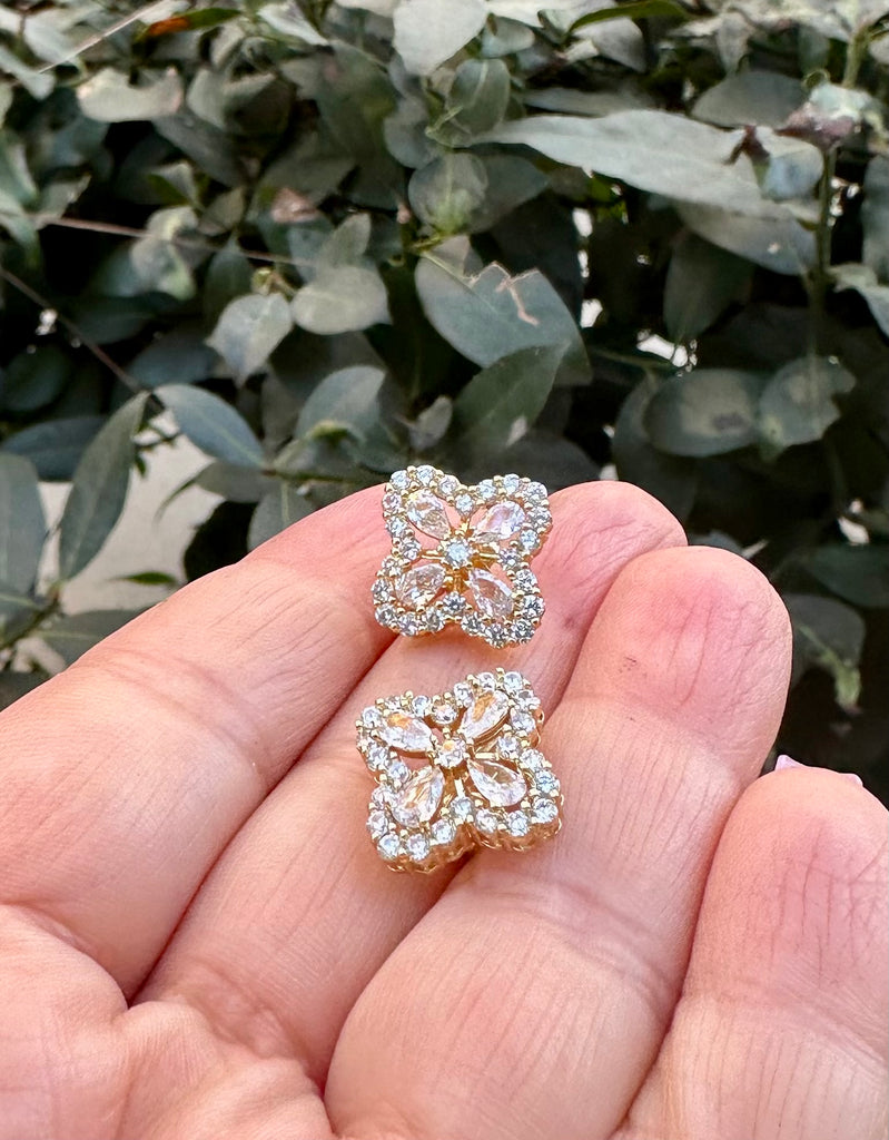 CZ Clover Stud Earrings