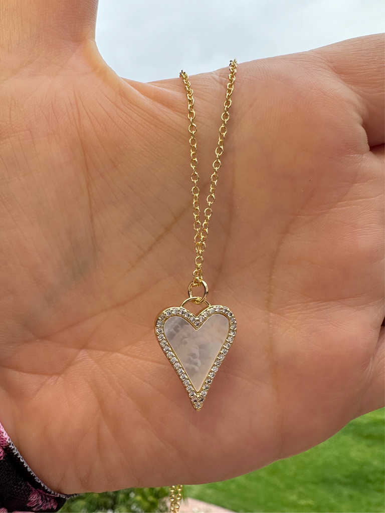 The Amara white heart Necklace