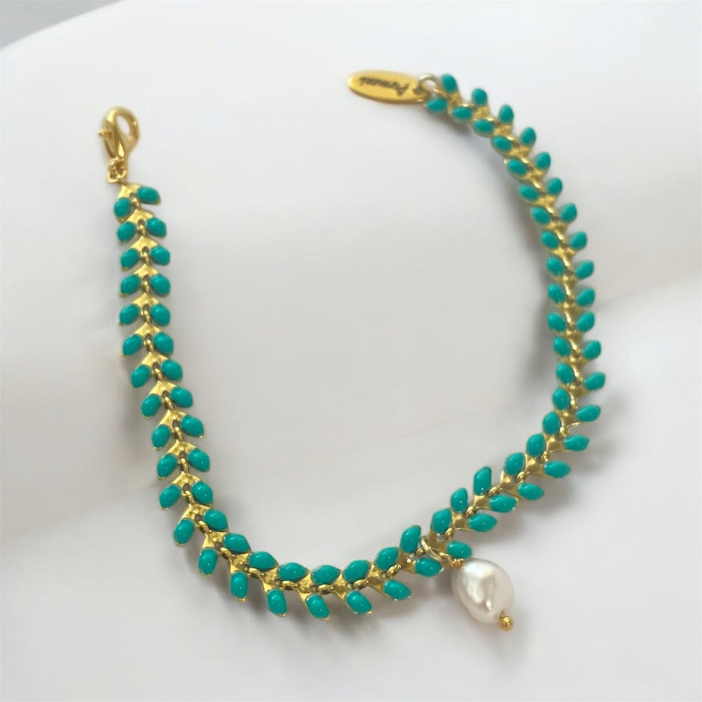 Turquoise Braided Gold Plated Charm Bracelet