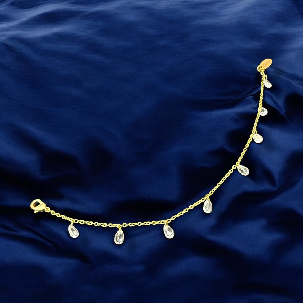 Crystal Teardrop Gold Charm Bracelet