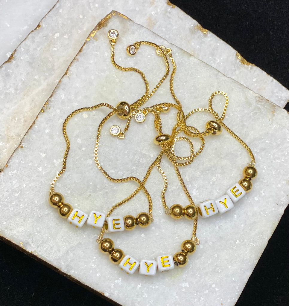 The HYE Armenian gold-tone slider Bolo chain bracelet
