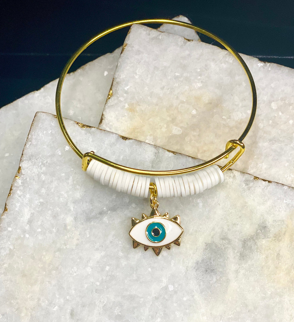 Evil Eye Protector gold charm hanging pendent bracelet