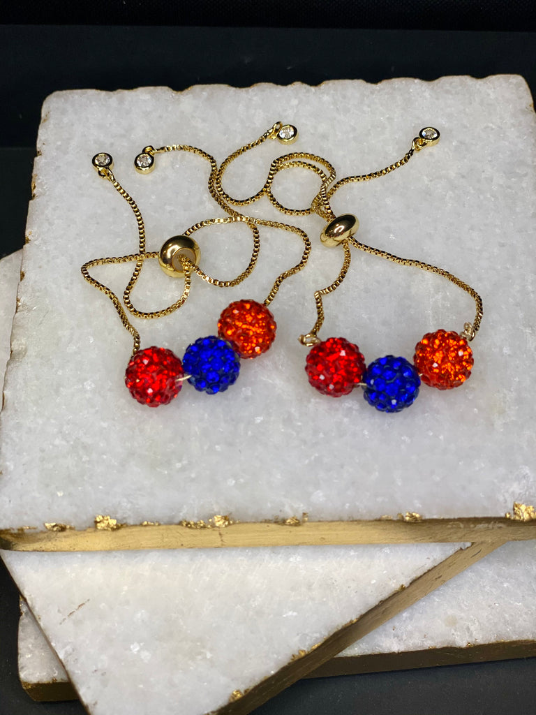Pave ARMENIAN Crystal Gold Bolo Slider Chain Bracelet
