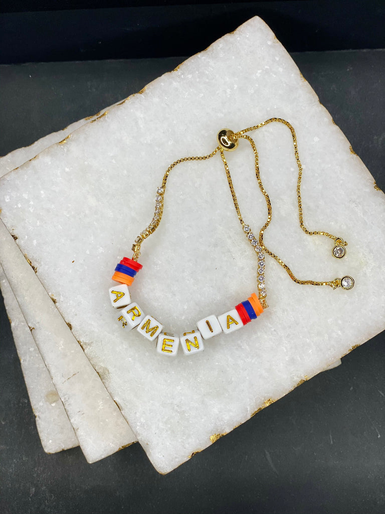 Armenian ARMENIA gold plated slider Bolo chain bracelet