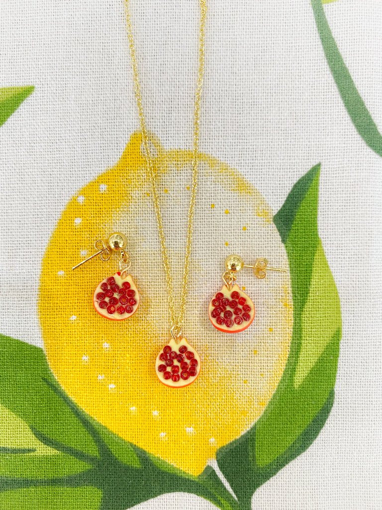 Pomegranate Necklace Earring Set