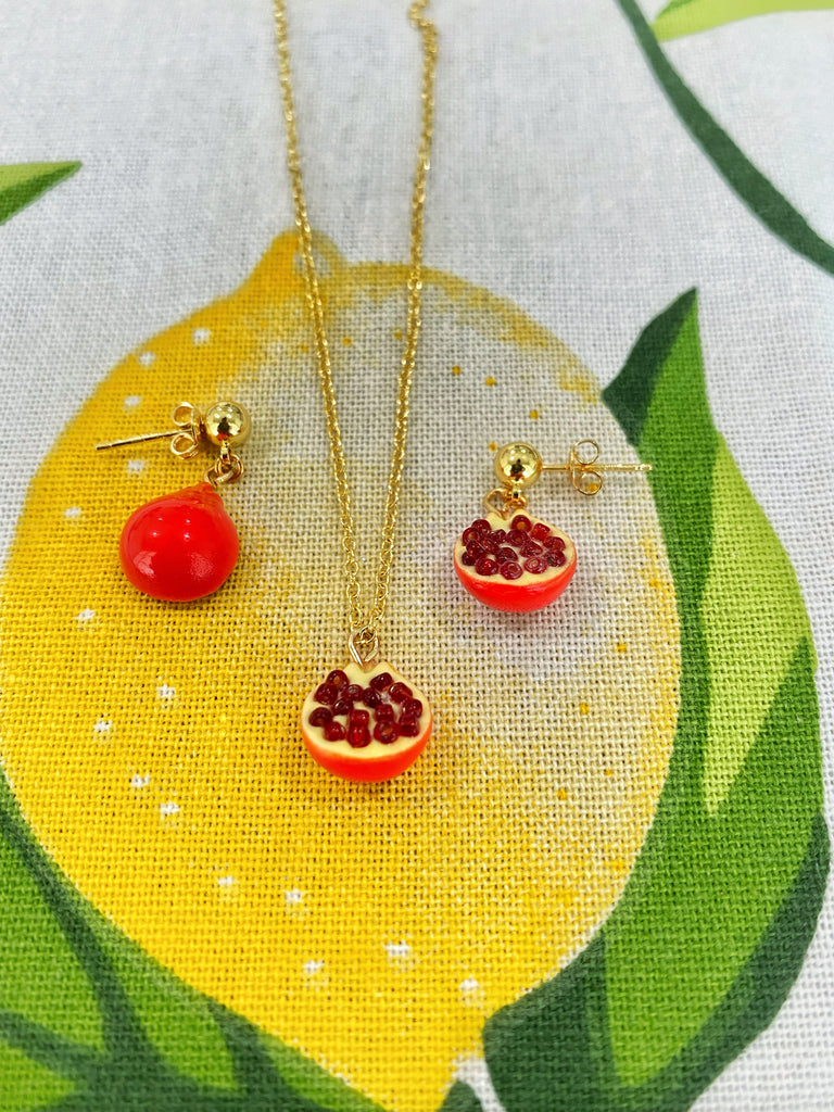 Pomegranate Necklace Earring Set