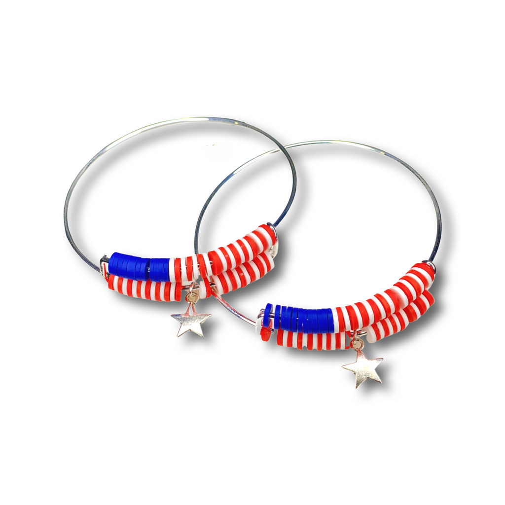 Stars & Stripes USA star charm bracelet silver tone