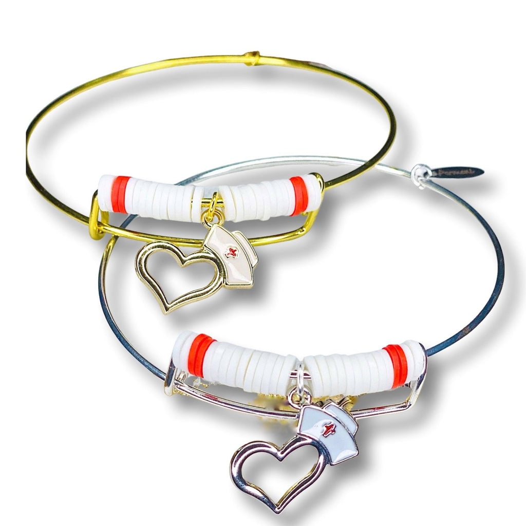 Nurses Healthcare appreciation Gold/ Silver Tone Bangle charm bracelet