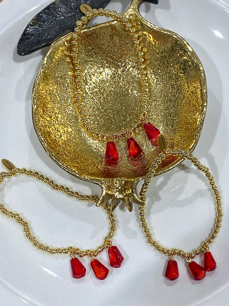 NOOR Trinity Gold Plated Ball Bead Bracelet