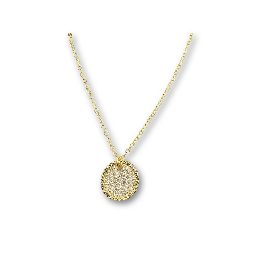 24k Gold filled Gold Rope Micro Pave Pendant Necklace