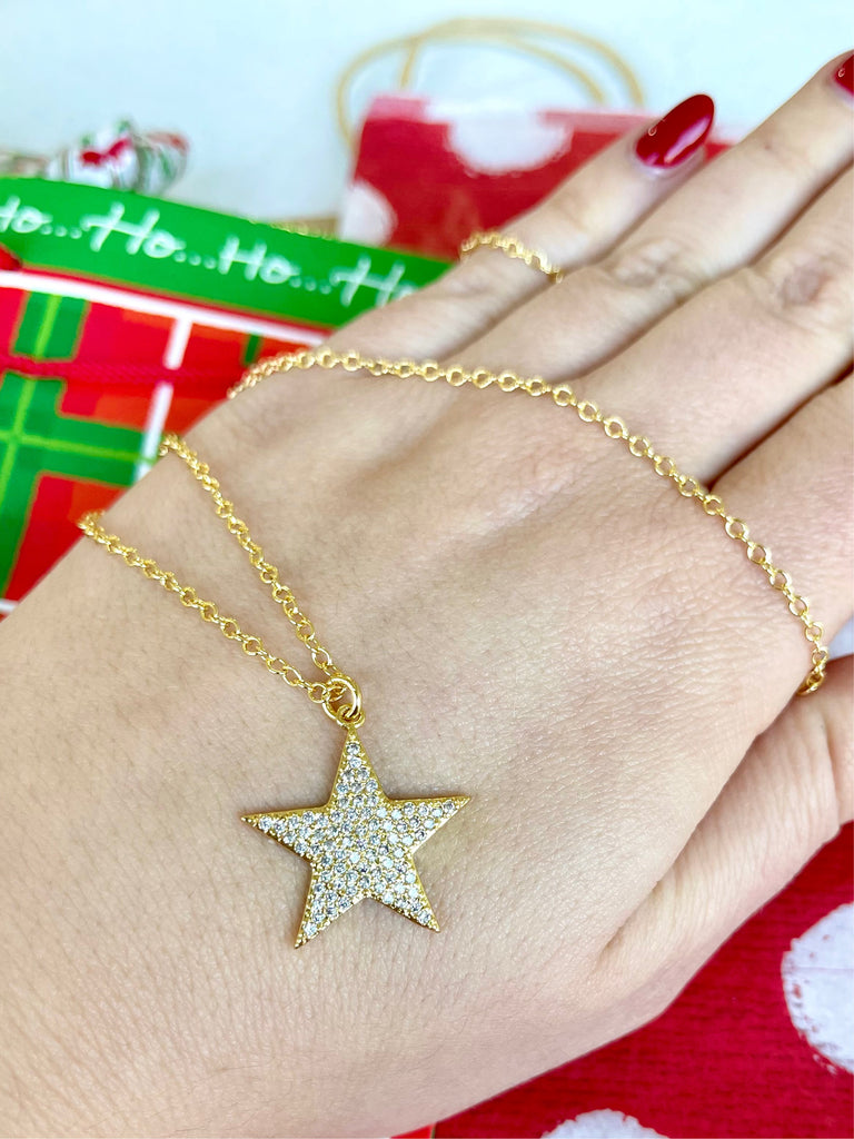 Pave CZ Star Gold Plated Necklace