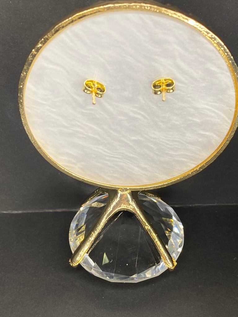 18k Gold Plated Ball Stud Evil Eye Charm Earrings