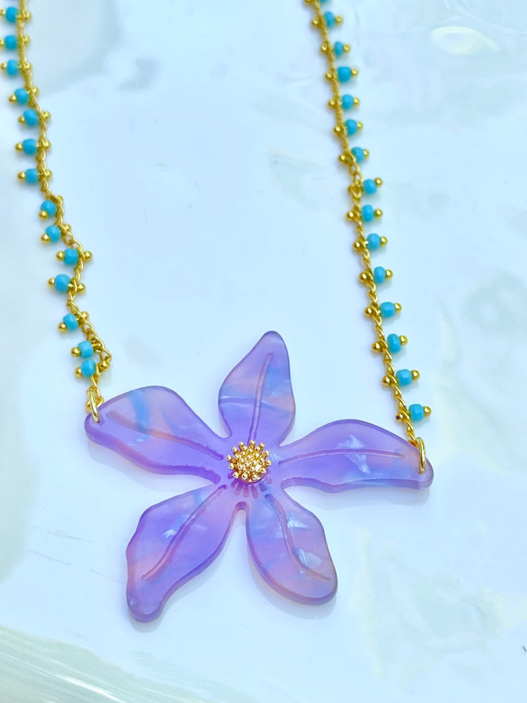 Forget Me Not Pendant Turquoise Necklace
