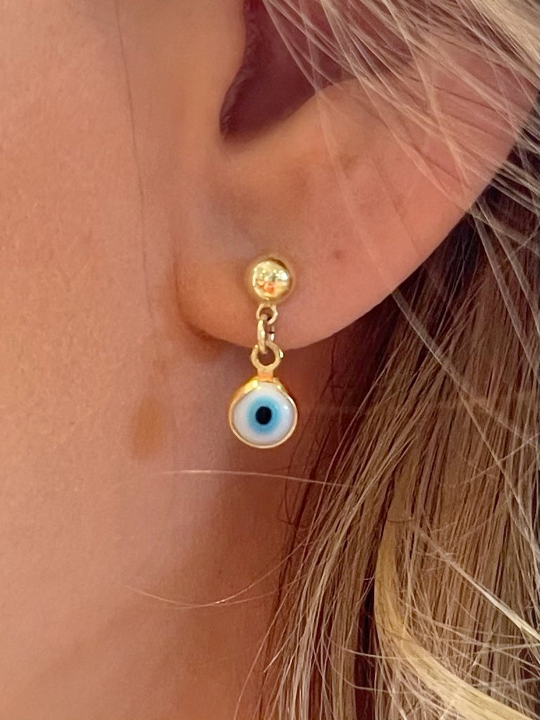 Evil Eye Simple drop gold plated stud earrings