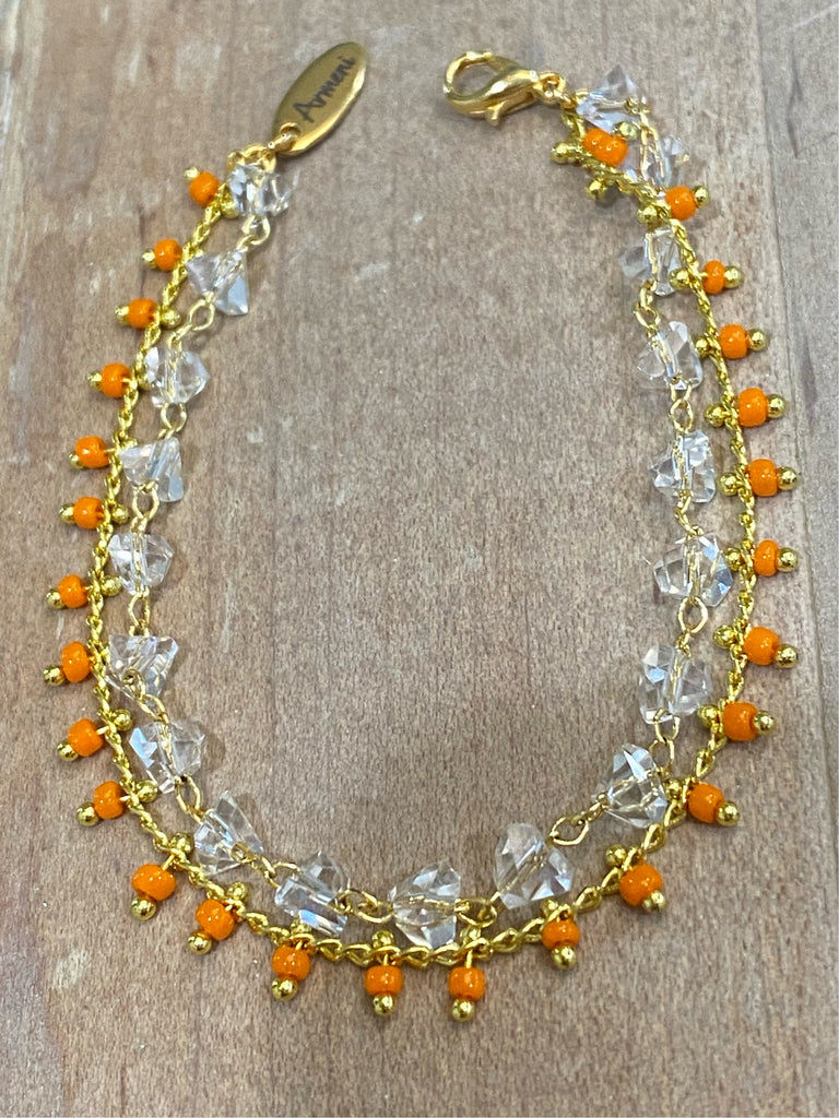 Alani Orange Crystal Beaded Bracelet