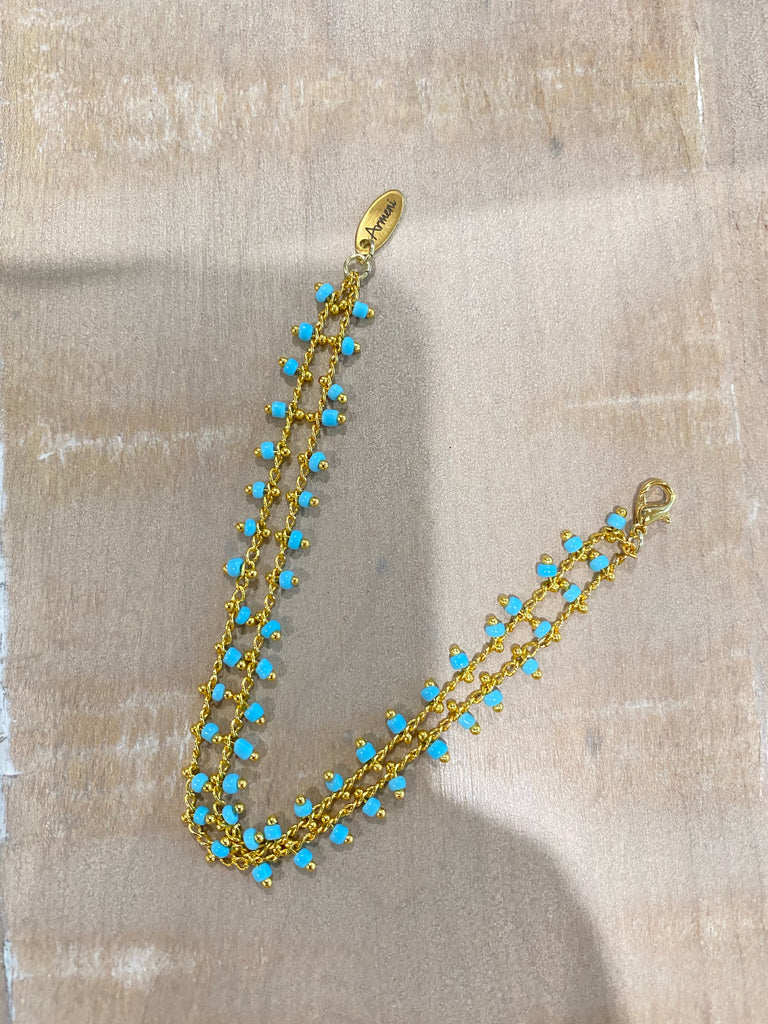 Double strand gold chain bracelet