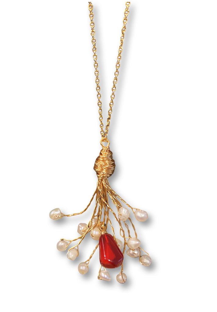 Freshwater Pearl gold plated Pom Noor Tree Necklace