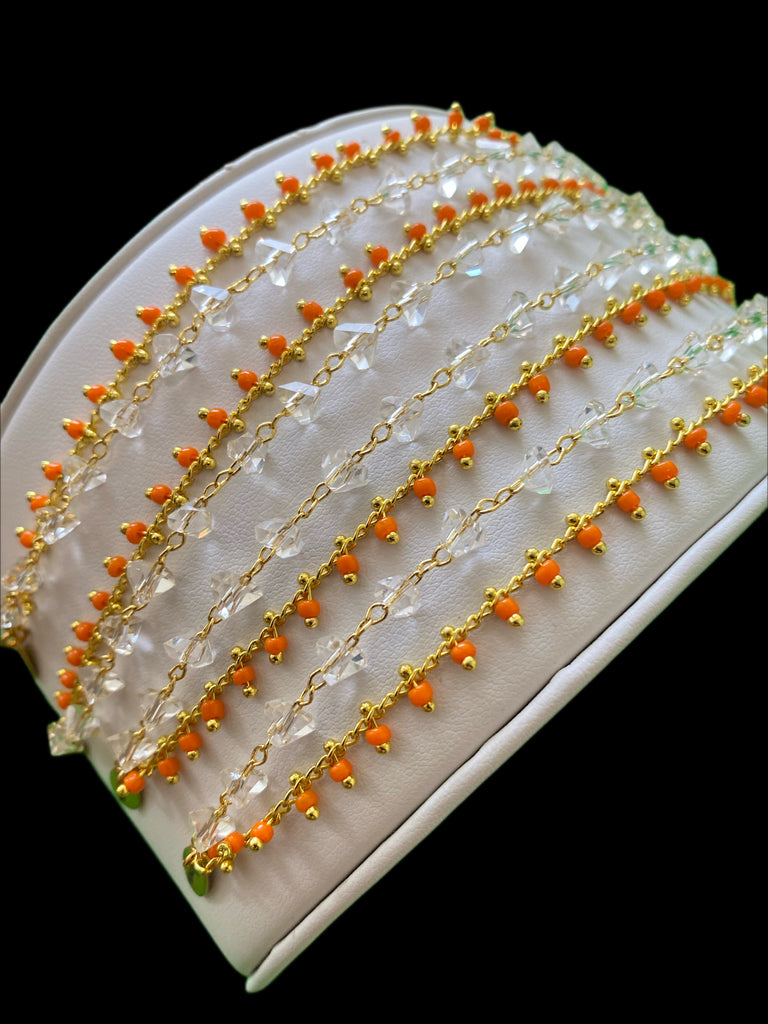 Alani Orange Crystal Beaded Bracelet