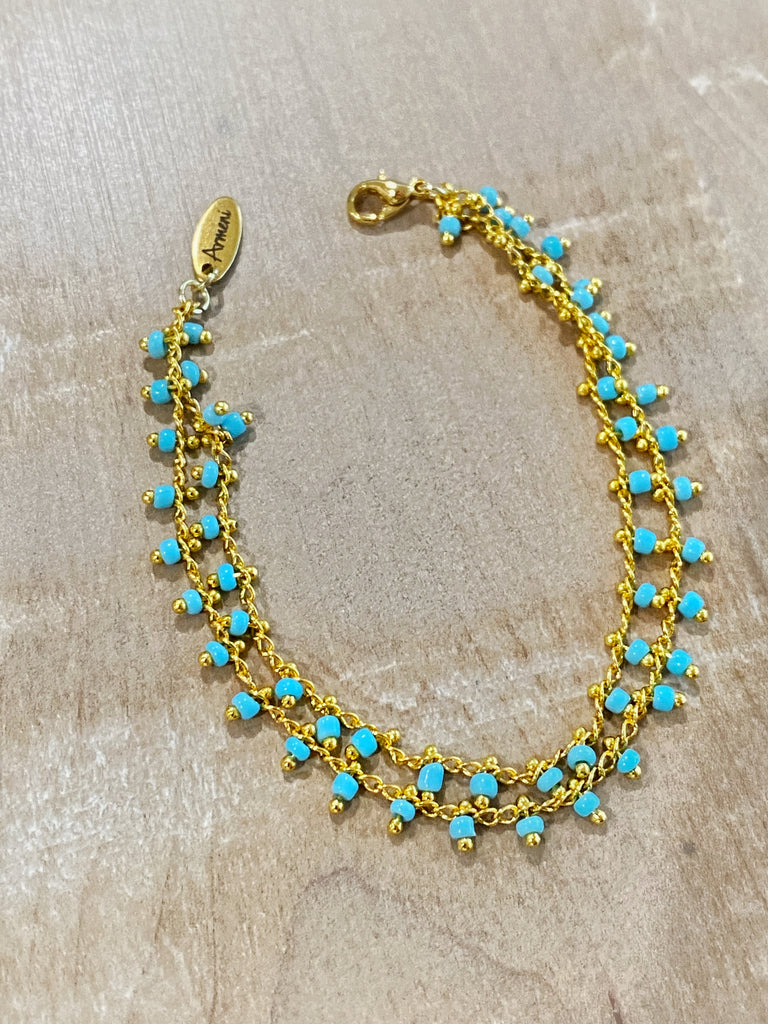 Double strand gold chain bracelet